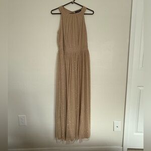 Elegant Beige Sleeveless Gown